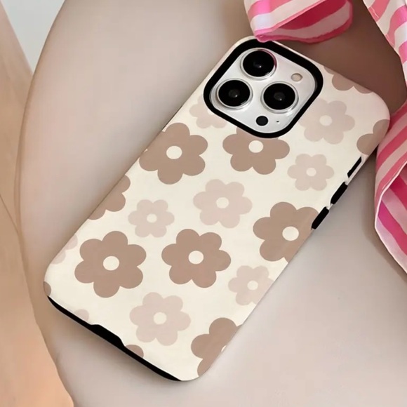 Apple iPhone Phone Case TPU Layered Case Beige Flowers Drop Proof Durable - Picture 7 of 7